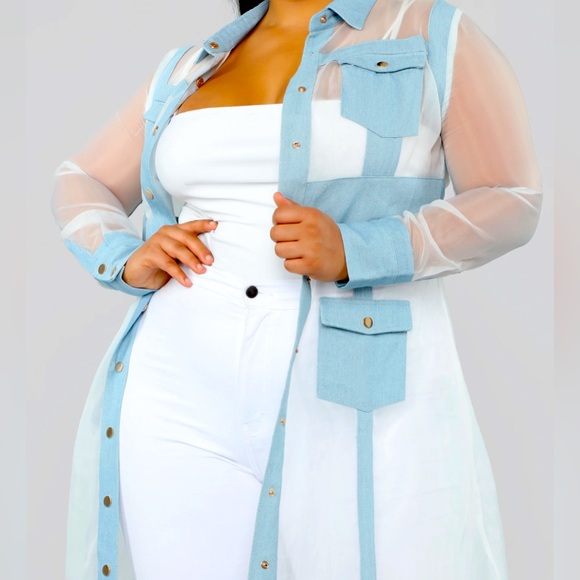 Denim and sheer jacket - Picture 1 of 5